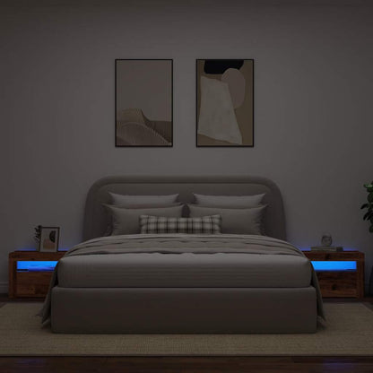 Noční Stolky 2 Ks S Led Osvětlením Starého Dřeva 60 X 35 X 40Cm