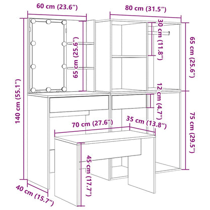 Sada Toaletního Stolku S Led Kompozitní Dřevo