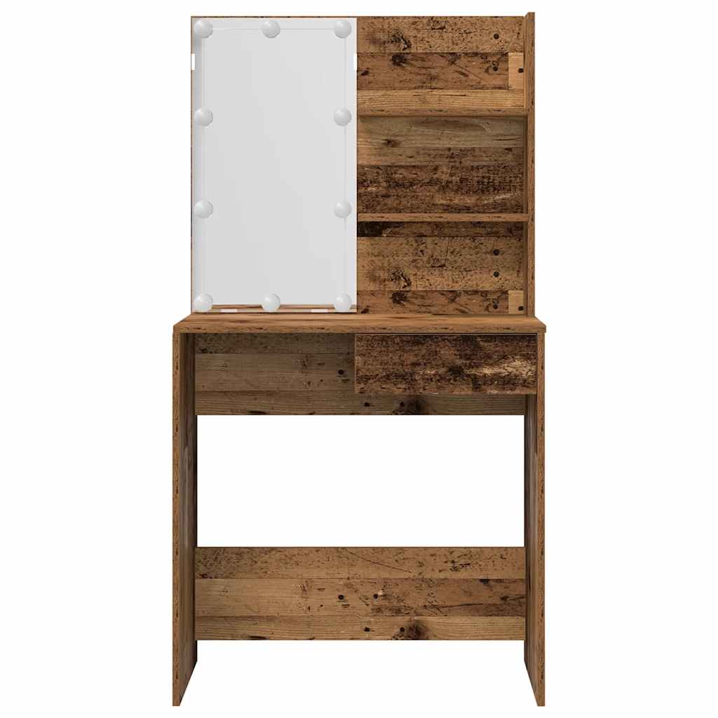 Set Toaletního Stolku S Led Staré Dřevo Kompozitní Dřevo