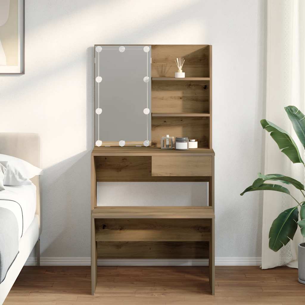 Sada Toaletního Stolku S Led Dub Artisan Kompozitní Dřevo