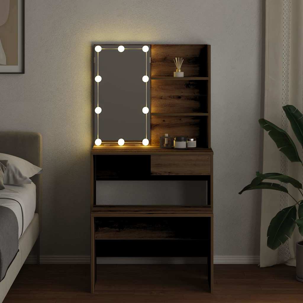 Sada Toaletního Stolku S Led Dub Artisan Kompozitní Dřevo