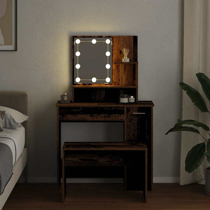 Set Toaletního Stolku S Led Staré Dřevo Kompozitní Dřevo