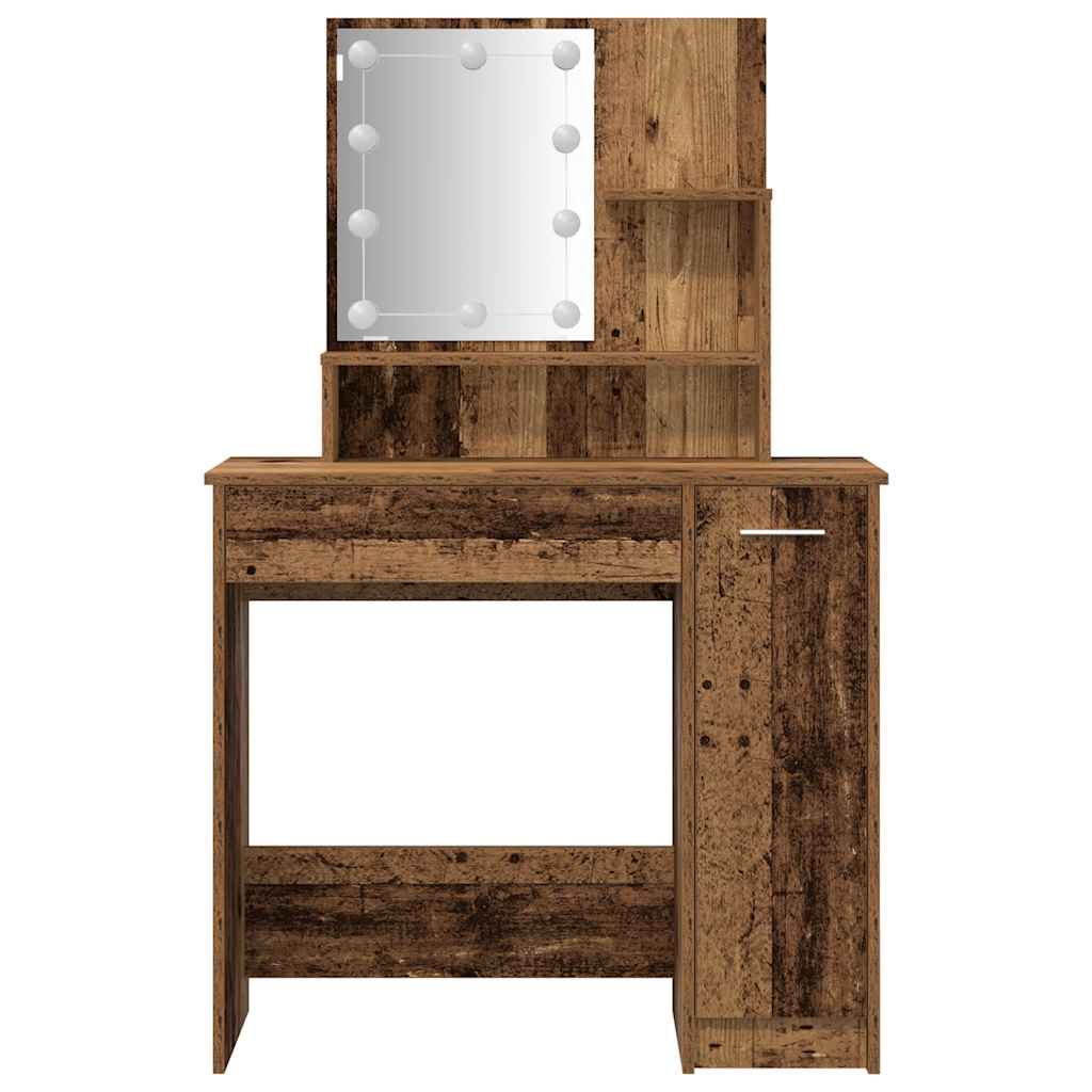 Set Toaletního Stolku S Led Staré Dřevo Kompozitní Dřevo