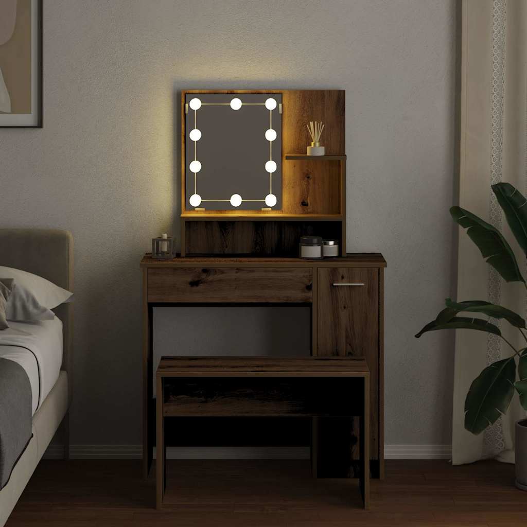 Sada Toaletního Stolku S Led Dub Artisan Kompozitní Dřevo