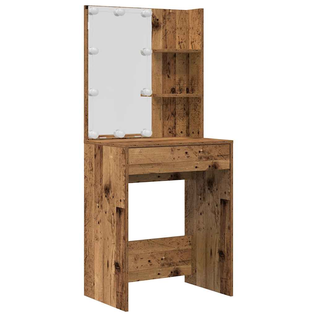 Set Toaletního Stolku S Led Staré Dřevo Kompozitní Dřevo
