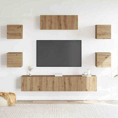 Sada 5 Kusů Nástěnné Tv Skříňka Dub Artisan