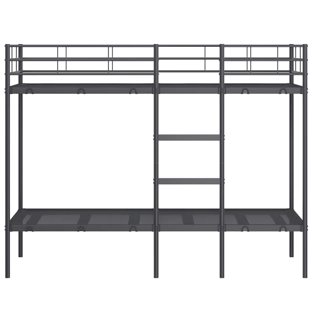 Patrová Postel Bez Matrace Černá 75X190 Cm Ocel