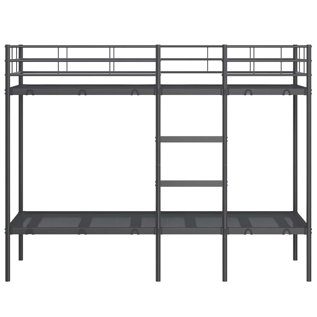 Patrová Postel Bez Matrace Černá 80X200 Cm Ocel
