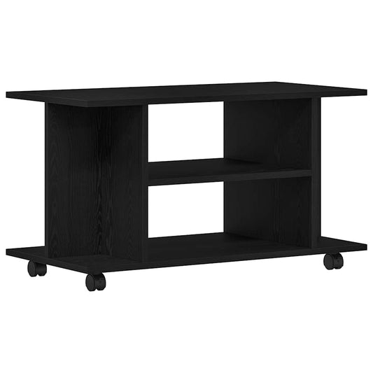 Tv Stolek S Kolečky Černý Dub 80 X 40 X 45 Cm, Dřevo