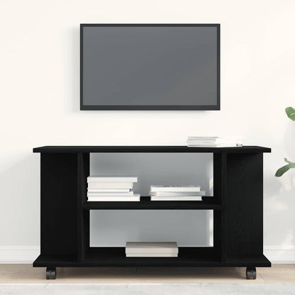 Tv Stolek S Kolečky Černý Dub 80 X 40 X 45 Cm, Dřevo