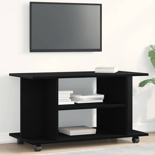 Tv Stolek S Kolečky Černý Dub 80 X 40 X 45 Cm, Dřevo
