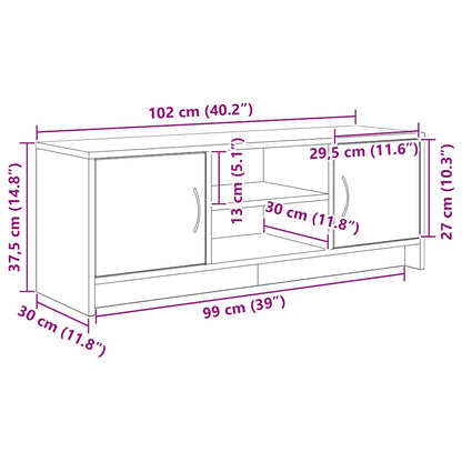 Tv Stolek Černý Dub 102 X 30 X 37,5 Cm, Dřevo