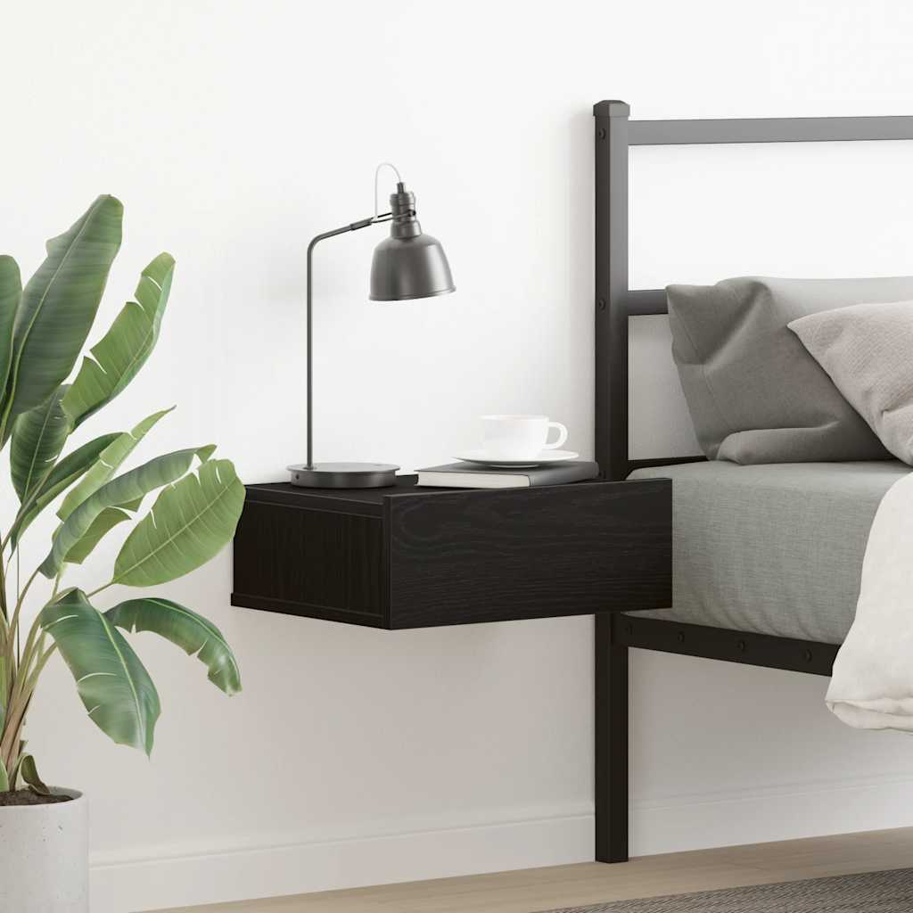Plovoucí Noční Stolky 2 Ks Černé 40X30X15 Cm Kompozitní Dřevo
