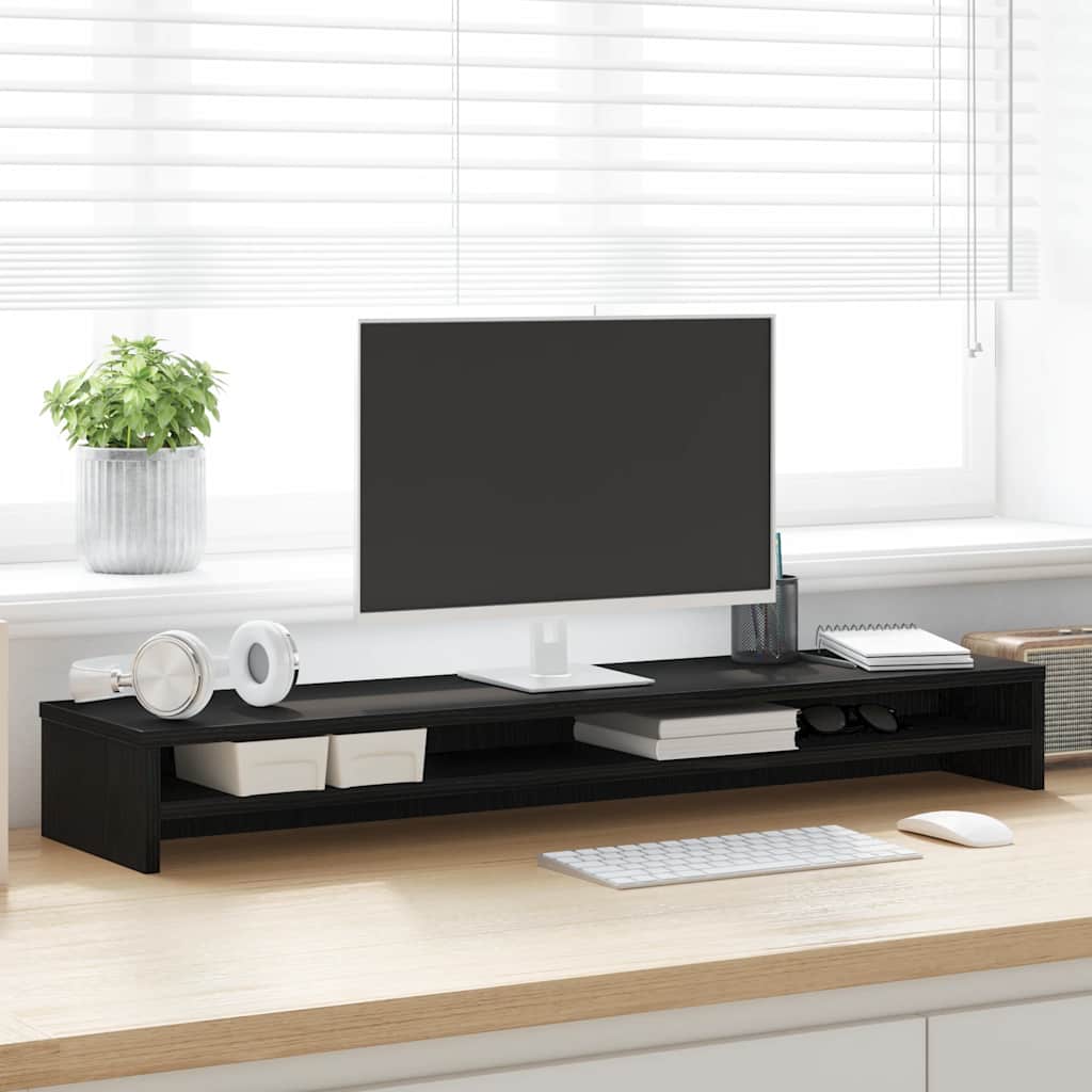 Stojan Na Monitor Dub Černý 100X24X13 Cm Dřevěné Konstrukce