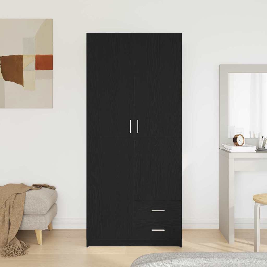 Šatní Skříň Černý Dub 80 X 52 X 180 Cm Kompozitní Dřevo