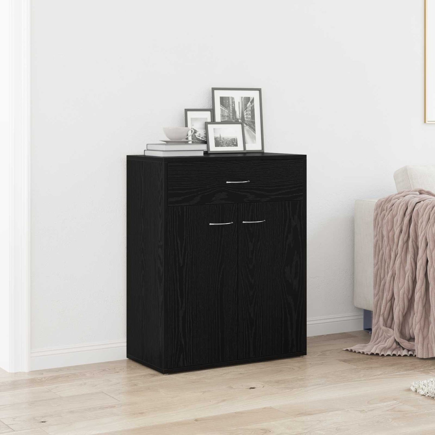 Servírovací Skříň Černý Dub 60 X 30 X 75 Cm Kompozitní Dřevo