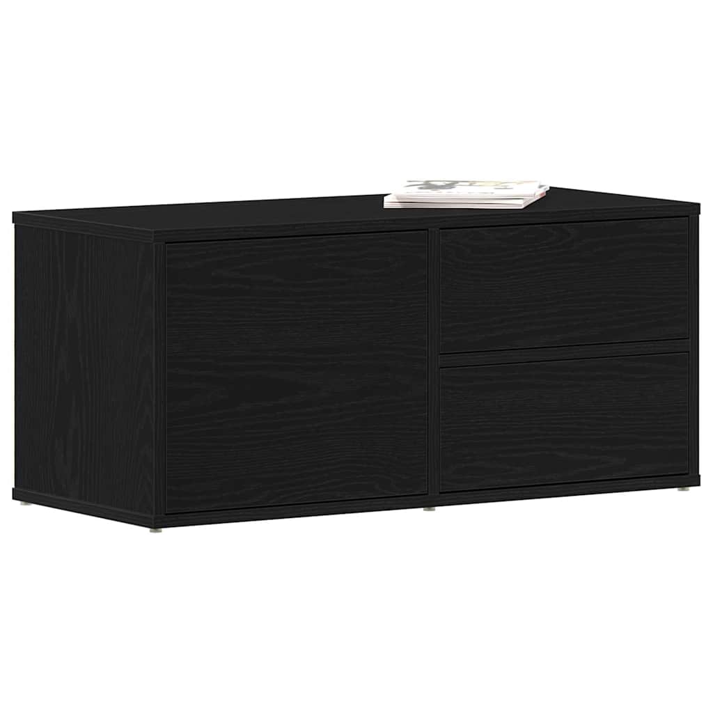 Televizní Skříň 80 X 34 X 36 Cm Černý Dub Kompozitní Dřevo