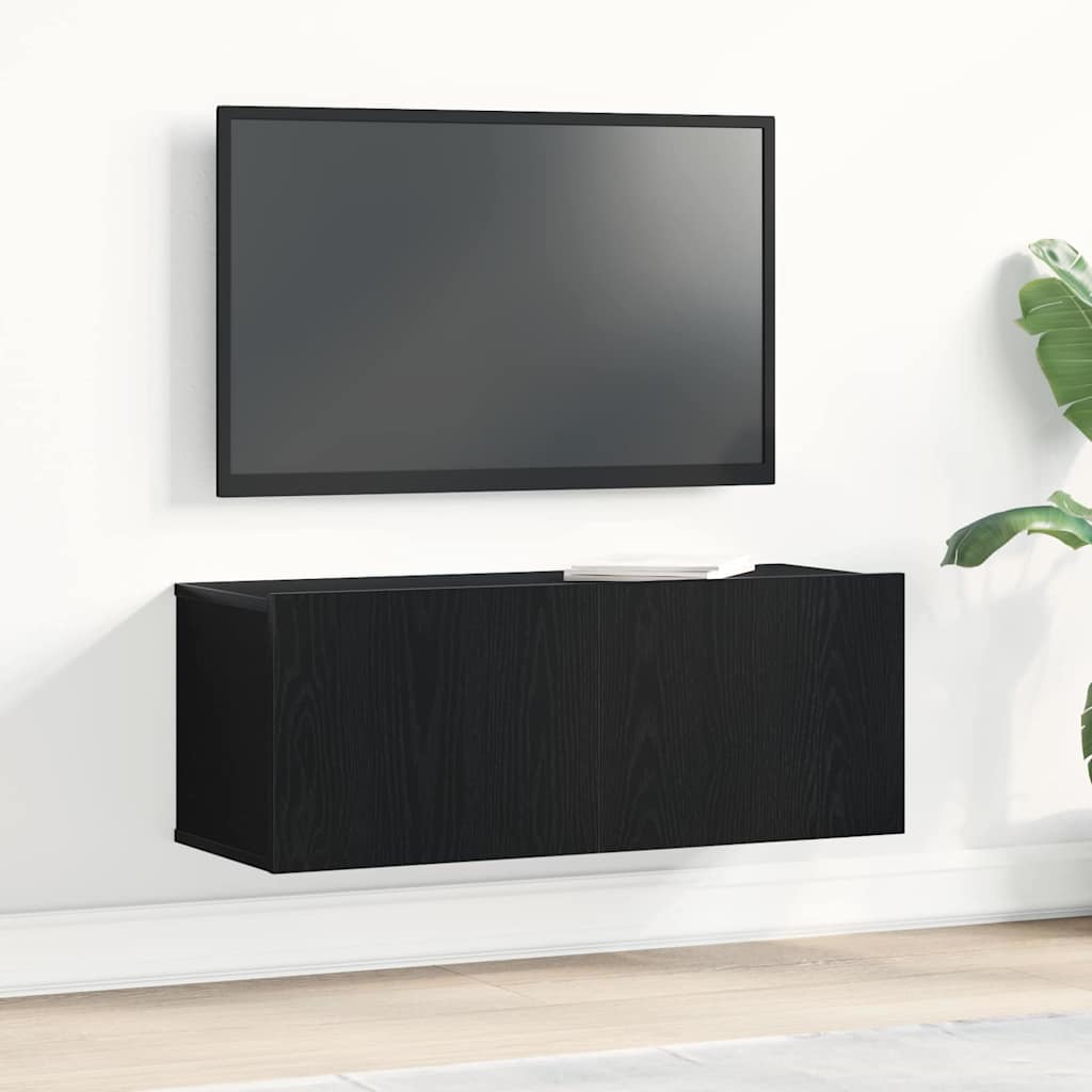 Televizní Skříň 80 X 30 X 30 Cm Černý Dub Kompozitní Dřevo