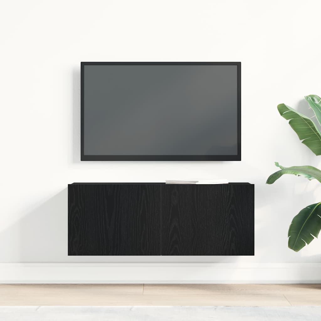 Televizní Skříň 80 X 30 X 30 Cm Černý Dub Kompozitní Dřevo