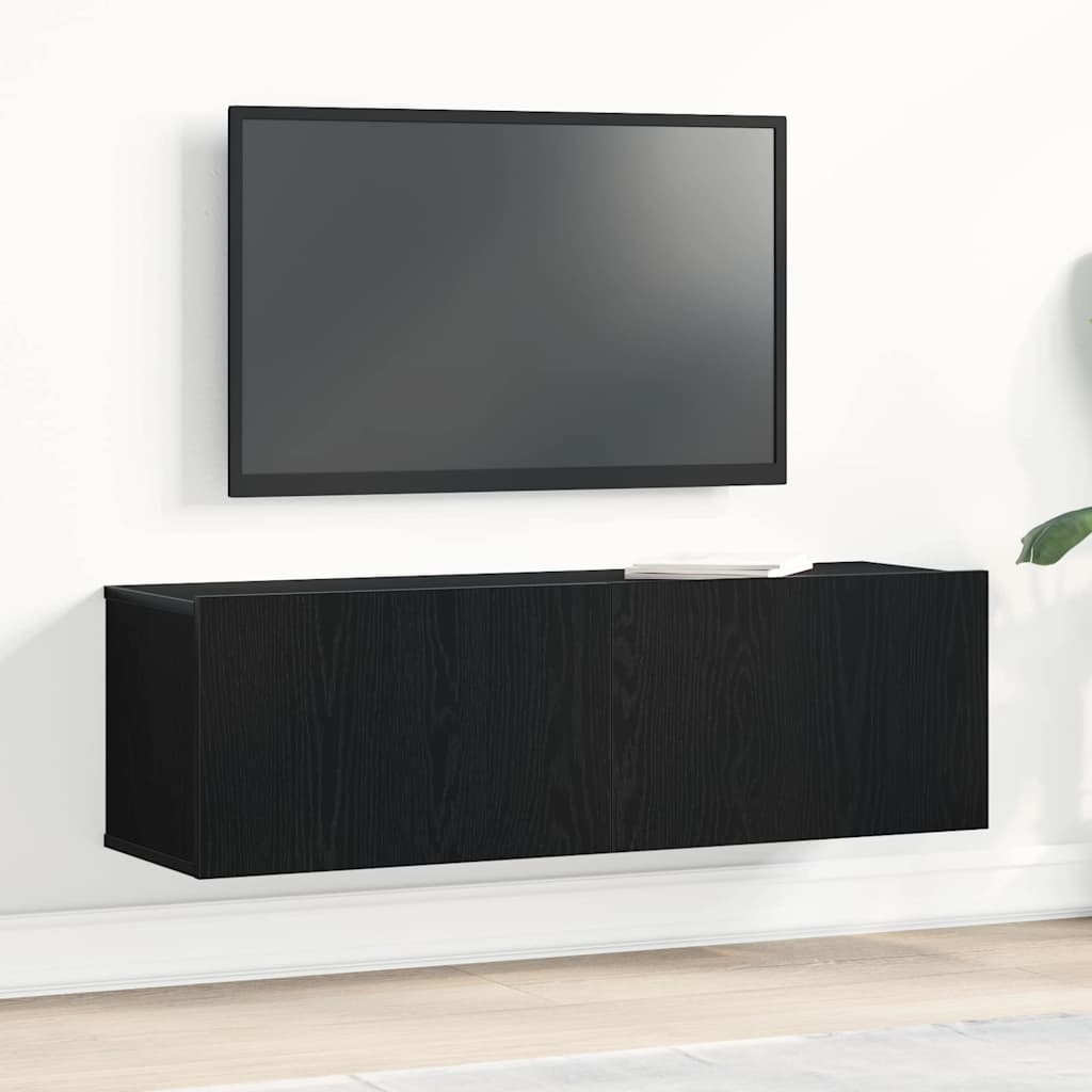 Televizní Skříň 100 X 30 X 30 Cm Černý Dub Kompozitní Dřevo