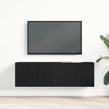 Televizní Skříň 100 X 30 X 30 Cm Černý Dub Kompozitní Dřevo