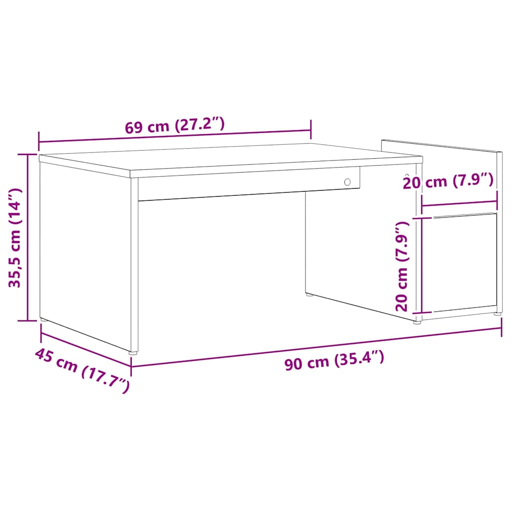 Konferenční Stolek Černý Dub 90 X 45 X 35 Cm Kompozitní Dřevo
