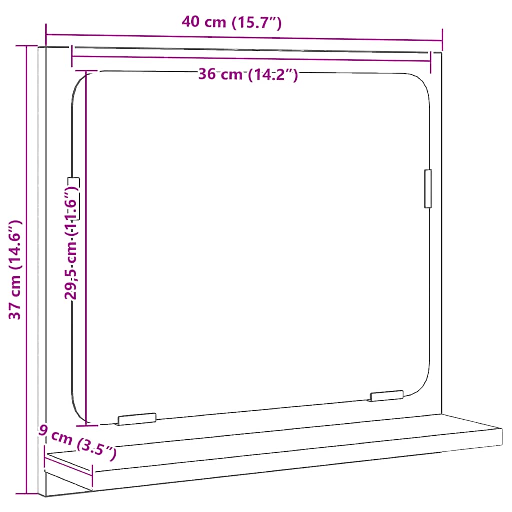 Koupelnové Zrcadlo Černý Dub 40X10,5X37 Cm, Imitace Dřeva