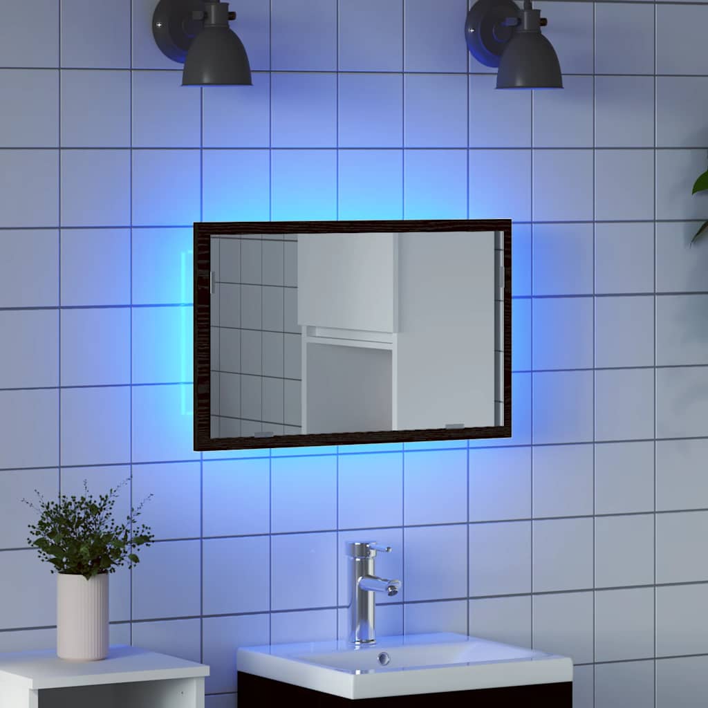 Led Koupelnové Zrcadlo Černé Vysoký Lesk 60X8,5X37 Cm Akrylové