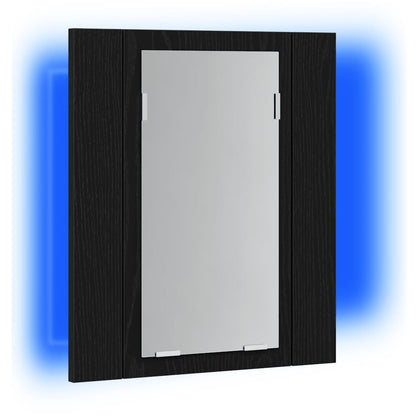 Led Koupelnová Zrcadlová Skříňka Černý Dub 40 X 12 X 45 Cm, Imitace Dřeva