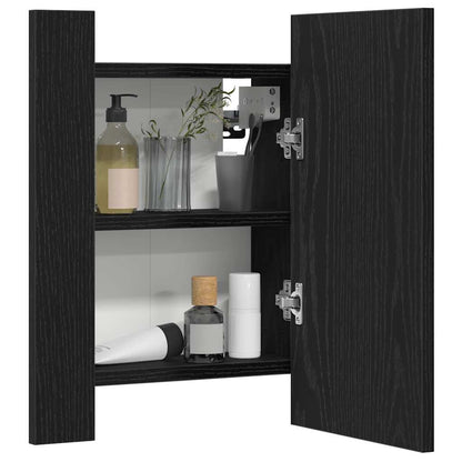 Led Koupelnová Zrcadlová Skříňka Černý Dub 40 X 12 X 45 Cm, Imitace Dřeva