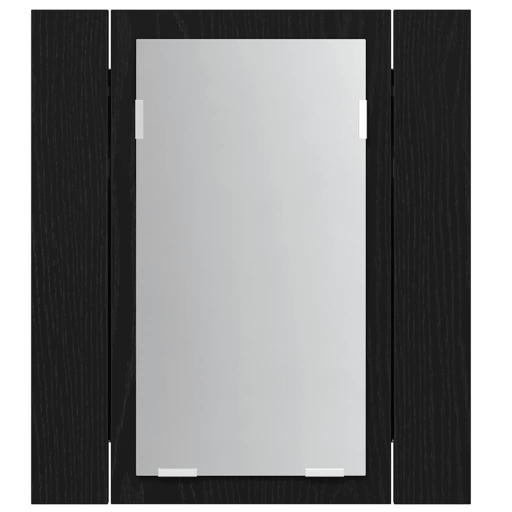 Led Koupelnová Zrcadlová Skříňka Černý Dub 40 X 12 X 45 Cm, Imitace Dřeva