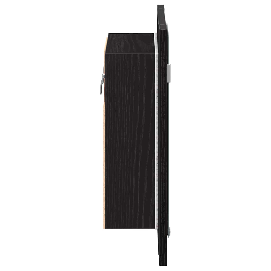 Led Koupelnová Zrcadlová Skříňka Černý Dub 40 X 12 X 45 Cm, Imitace Dřeva