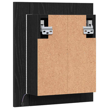 Led Koupelnová Zrcadlová Skříňka Černý Dub 40 X 12 X 45 Cm, Imitace Dřeva