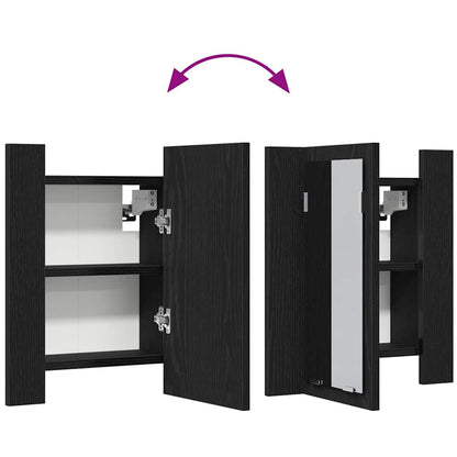 Led Koupelnová Zrcadlová Skříňka Černý Dub 40 X 12 X 45 Cm, Imitace Dřeva