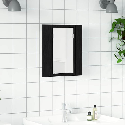 Led Koupelnová Zrcadlová Skříňka Černý Dub 40 X 12 X 45 Cm, Imitace Dřeva