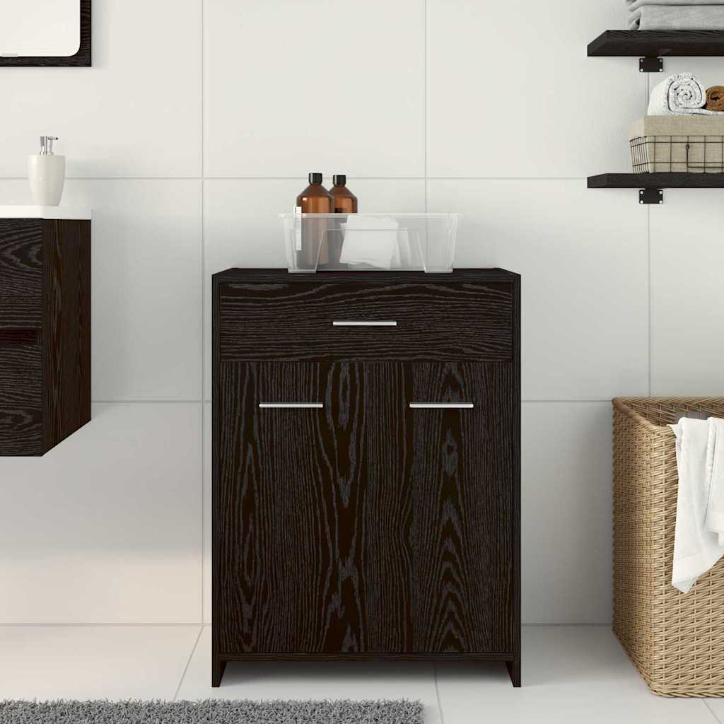 Koupelnová Skříň Černý Dub 60 X 33 X 80 Cm Kompozitní Dřevo