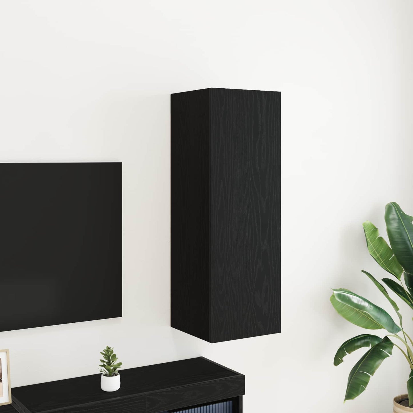 Nástěnná Skříň Na Tv 30,5 X 30 X 90 Cm Černý Dub