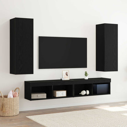 Nástěnná Skříň Na Tv 2 Pcs Černý Dub Kompozitní Dřevo