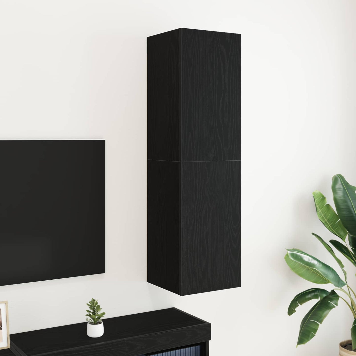 Nástěnná Skříň Na Tv 30,5 X 30 X 110 Cm Černý Dub