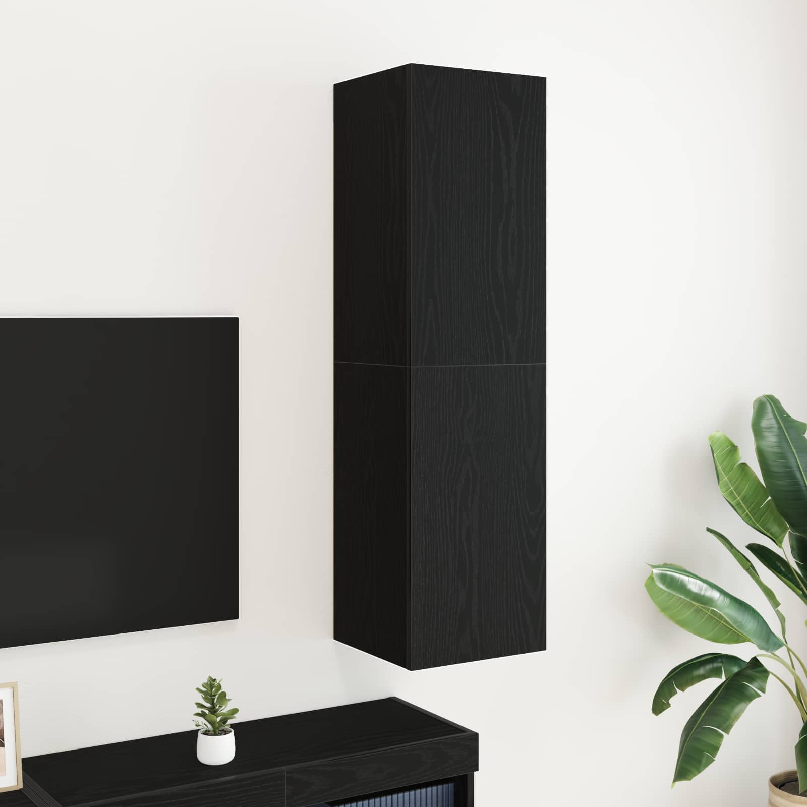 Nástěnná Skříň Na Tv 30,5 X 30 X 110 Cm Černý Dub