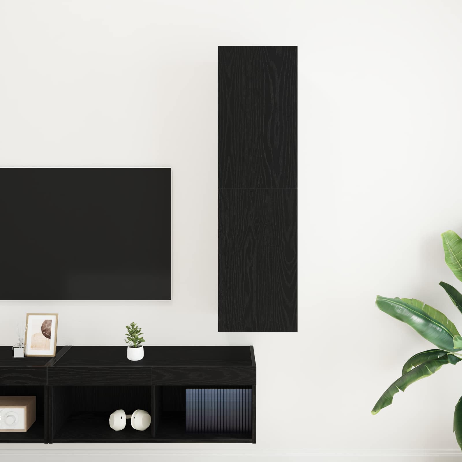 Nástěnná Skříň Na Tv 30,5 X 30 X 110 Cm Černý Dub