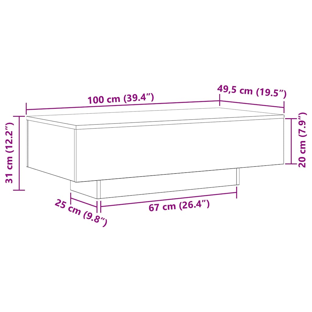 Konferenční Stolek Černý Dub 100 X 49,5 X 31 Cm