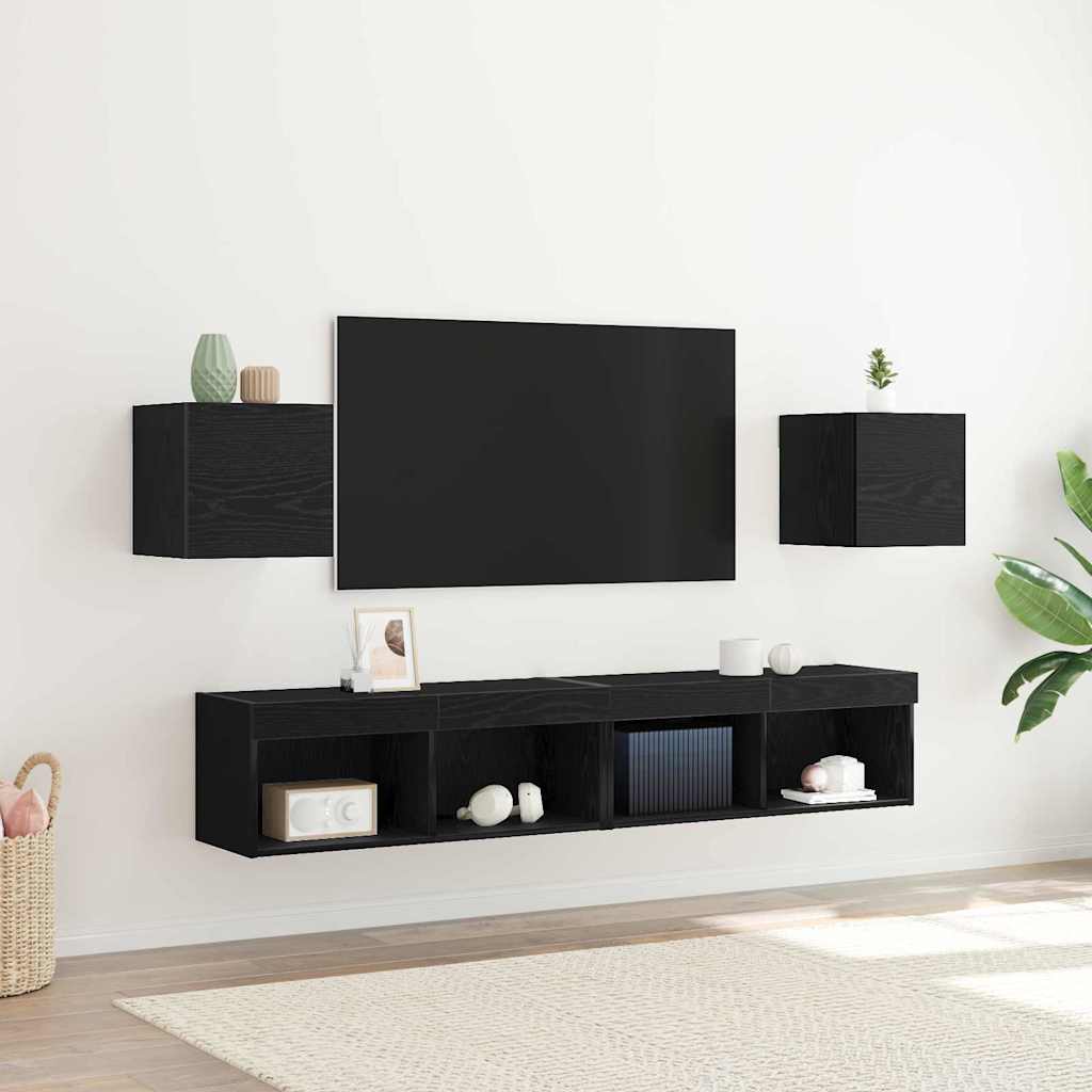 Nástěnný Tv Kabinet Nástěnný 2 Pcs Černý Dub 30,5 X 30 X 30 Cm