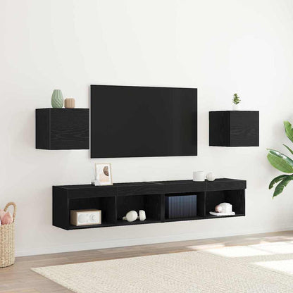 Nástěnný Tv Kabinet Nástěnný 2 Pcs Černý Dub 30,5 X 30 X 30 Cm