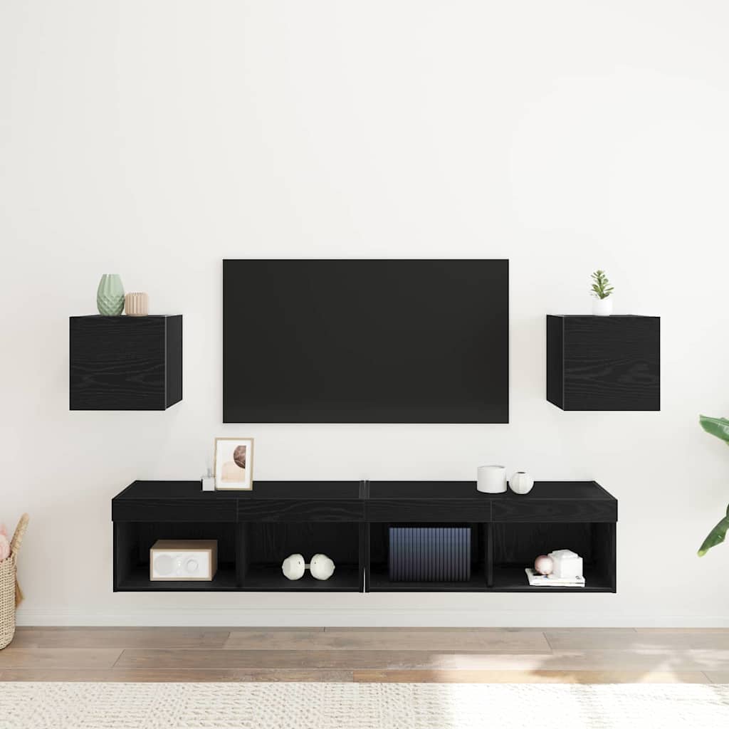 Nástěnný Tv Kabinet Nástěnný 2 Pcs Černý Dub 30,5 X 30 X 30 Cm