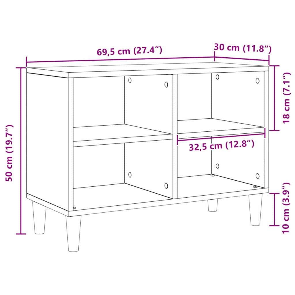 Televizní Skříň 69,5 X 30 X 50 Cm Černý Dub Kompozitní Dřevo