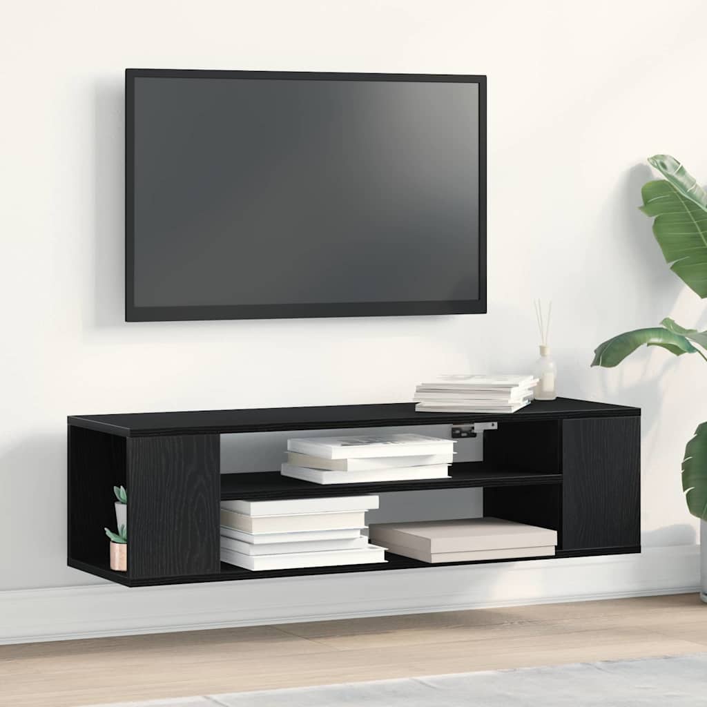 Televizní Skříň 100 X 30 X 26,5 Cm Černý Dub Kompozitní Dřevo