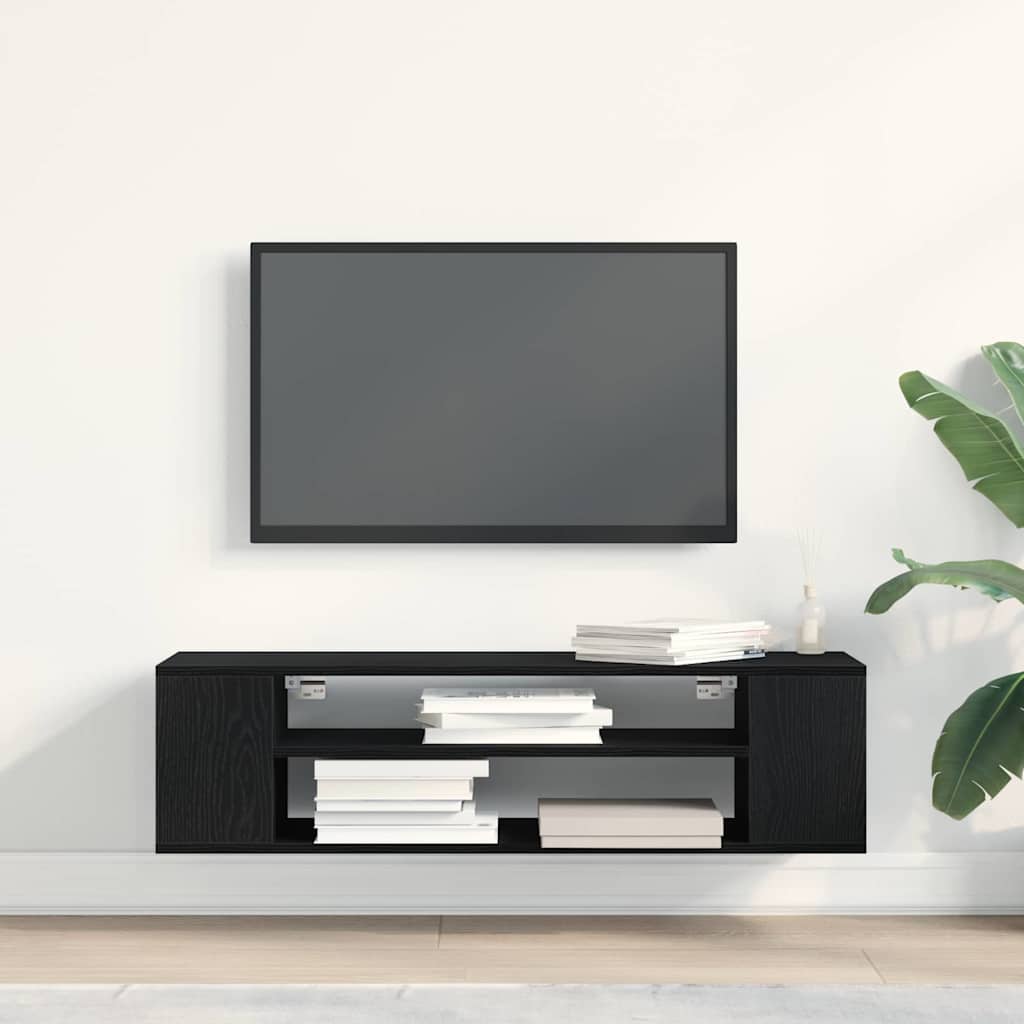 Televizní Skříň 100 X 30 X 26,5 Cm Černý Dub Kompozitní Dřevo