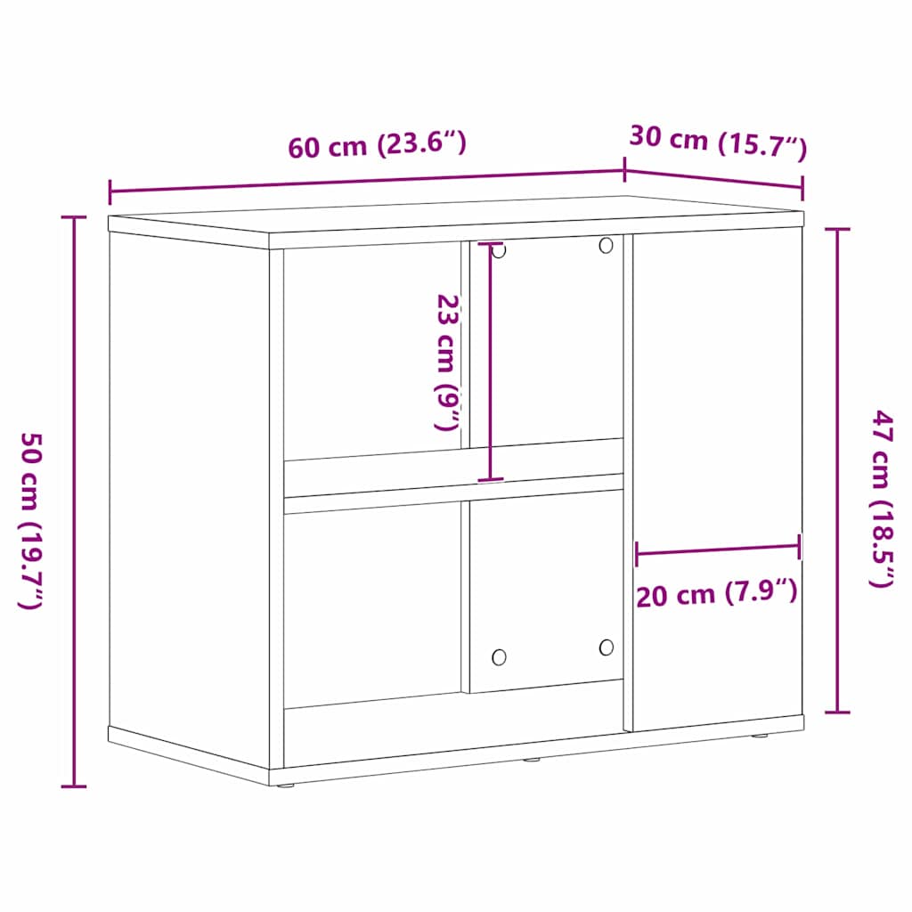 Servírovací Skříň Černý Dub 60 X 30 X 50 Cm Kompozitní Dřevo