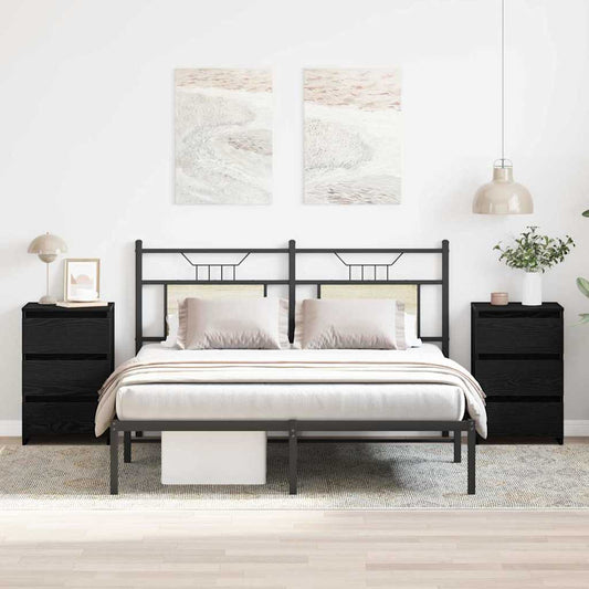 Noční Skříňka 2 Ks Černý Dub 40 X 35 X 62,5 Cm Kompozitní Dřevo